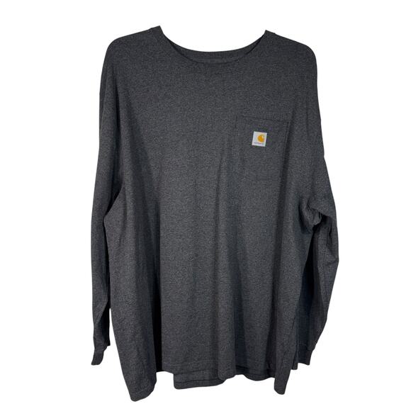 Carhartt 3X-Large Mens Tee-Shirt Loose Fit Long Sleeve Pocket Stretch Dark Gray - Picture 1 of 7